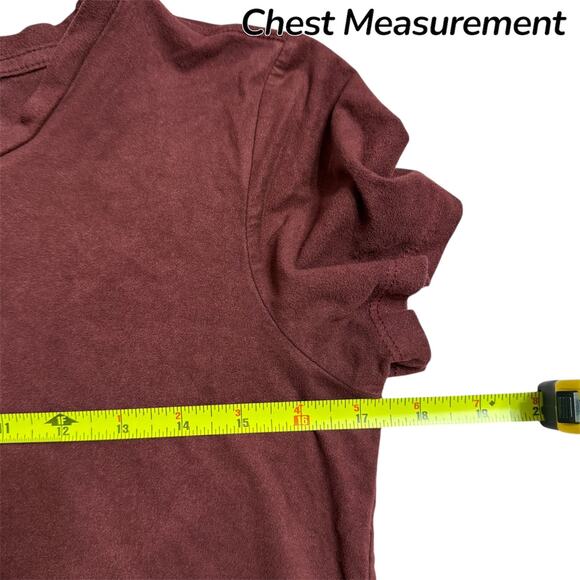 Suede Velvet Style Top X-Small Semi-Crop Tee Women Teen Versatile Goth Warm Red - Picture 6 of 7